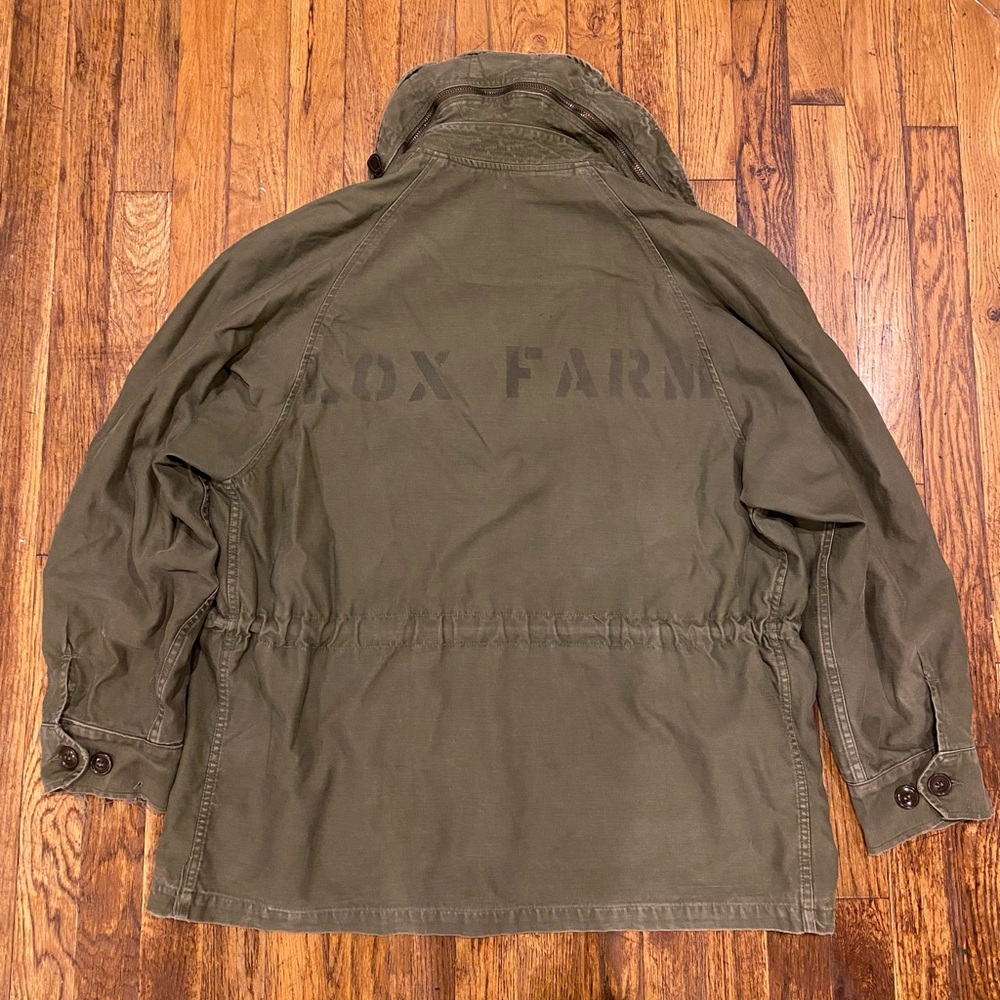 VTG 1960’s Vietnam USAF Military Field Jacket Coat Green With “LOX FARM” Stencil